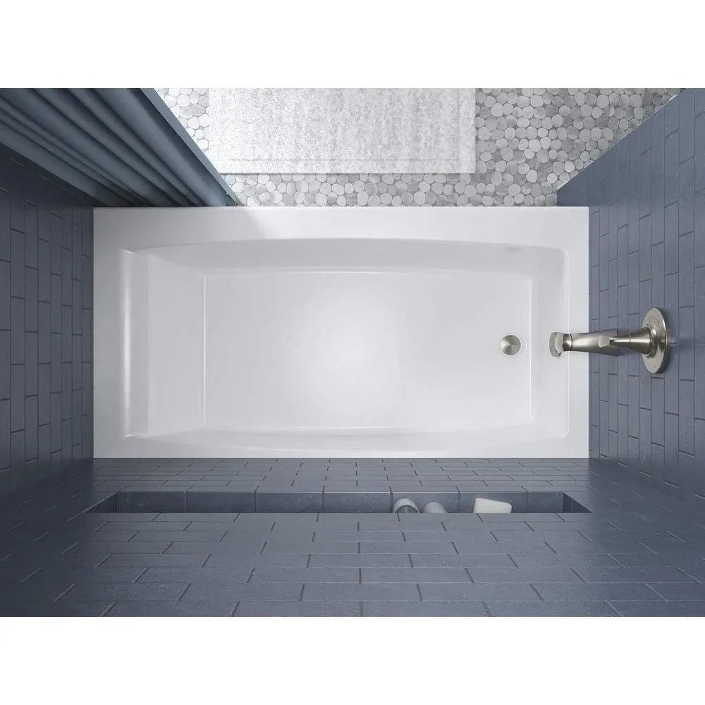 Bathtub, 60-inch X 30-inch, Niche Tub with Integral Stopper, Integral Flange and Left Side Drain, Freestanding Tub Home Fusion