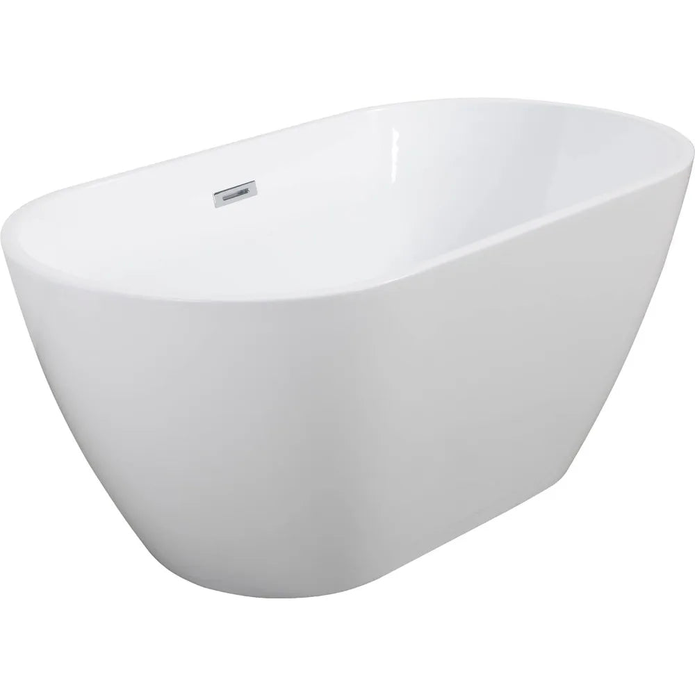 reestanding Bathtub Contemporary Soaking with Chrome Overflow and Drain, Stylish Modeling Design Comfortable Soaking Experience - Home Fusion