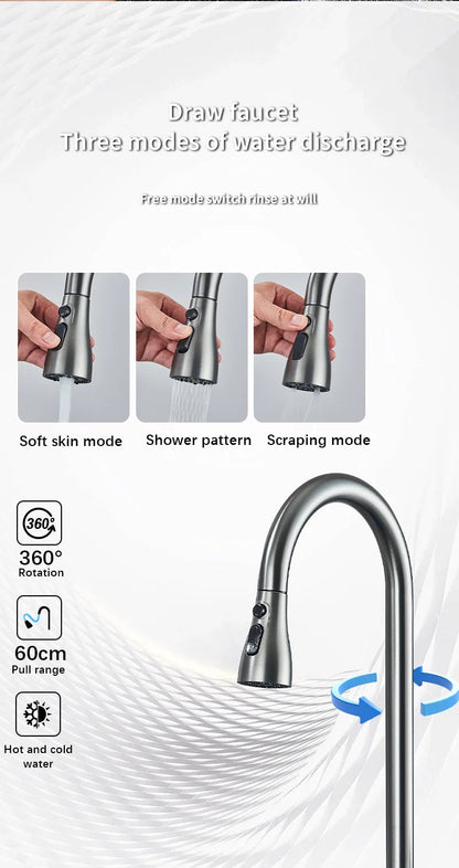 304 Stainless Steel Waterfall Kitchen Sink Large Single Slot Integrated Digital Display Faucet Set Soap Dispenser Cup Washer Home Fusion