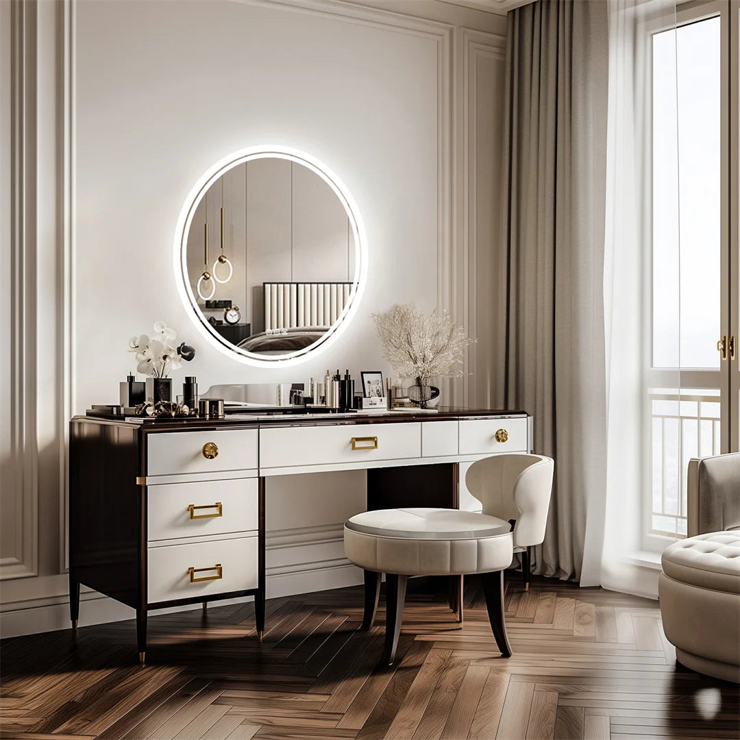 modern LED bathroom miror LUVODI Smart Illuminate Large Round Mirror for Bathroom Touch Screen Dimmable Anti-fog Bathroom LED Light Mirror 076823-f9.myshopify.com