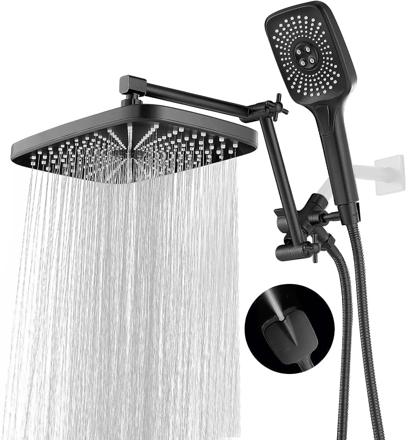 shower head，14 Inch Shower Head With Handheld, High-Pressure Rain/Rainfall Shower Heads With 3+1 Settings Handheld Spray, - Home Fusion