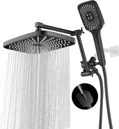 shower head，14 Inch Shower Head With Handheld, High-Pressure Rain/Rainfall Shower Heads With 3+1 Settings Handheld Spray, - Home Fusion