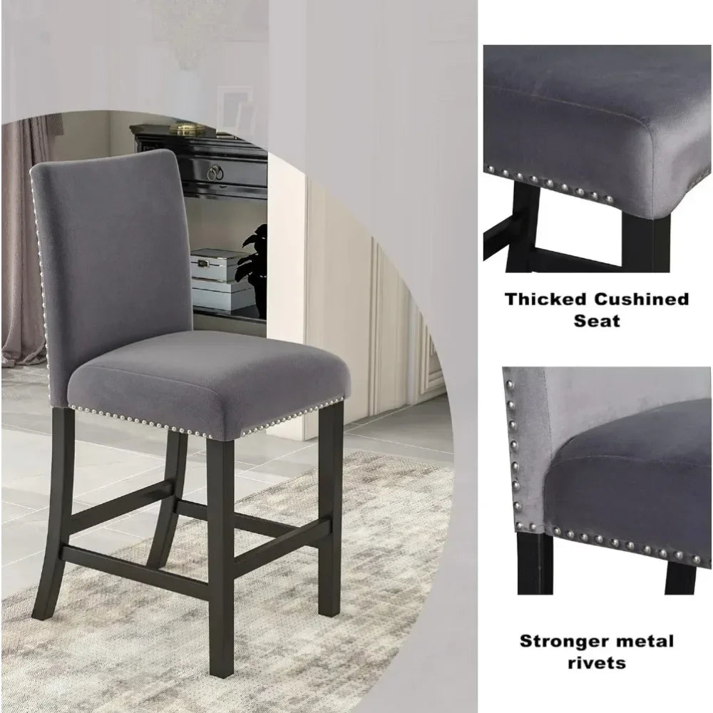 5 Piece Dining Room Table Set for Kitchen with Faux Marble Dining Table and 4 Upholstered-Seat Chairs,Living Room Furniture - Home Fusion