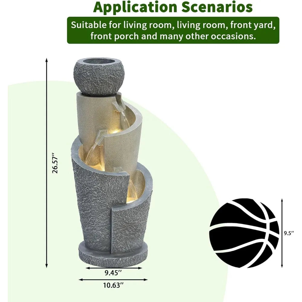 26.6" Resin Cascading Spiral Outdoor Patio Garden Fountain with Lights Waterfalls Backyard Deck Home Lawn Porch House Outdoor Home Fusion 26.6" Resin Cascading Spiral Outdoor Patio Garden Fountain with Lights Waterfalls Backyard Deck Home Lawn Porch House Outdoor 076823-f9.myshopify.com
