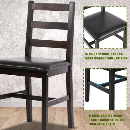 FDW Kitchen Table and Chairs for 4 Dining Room Table Set,Wood Elegant Kitchen Sets for Small Space,Dark Brown - Home Fusion