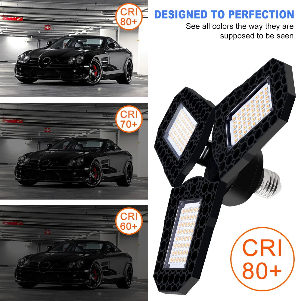 LED Garage Lamp E27 Spotlight Deformable Ceiling Lights 220V LED Chandeliers For Industrial Warehouse Lighting High Bay Lamps - Home Fusion