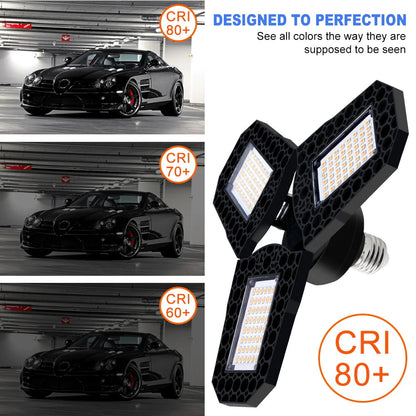 LED Garage Lamp E27 Spotlight Deformable Ceiling Lights 220V LED Chandeliers For Industrial Warehouse Lighting High Bay Lamps - Home Fusion