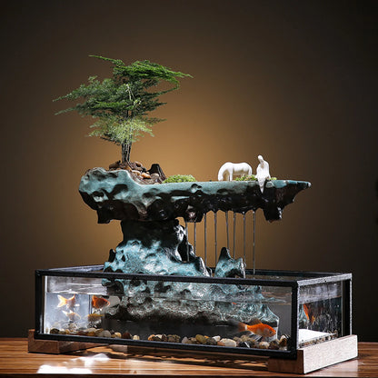 Desktop Rockery Waterfall Feng Shui Fountain with Stones. - Home Fusion