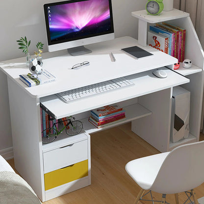 Room Desk Study White Multipurpose Home Office Computer Writing Desk Furniture Table Desks Reading Gaming Desktop Bedroom Wood - Home Fusion