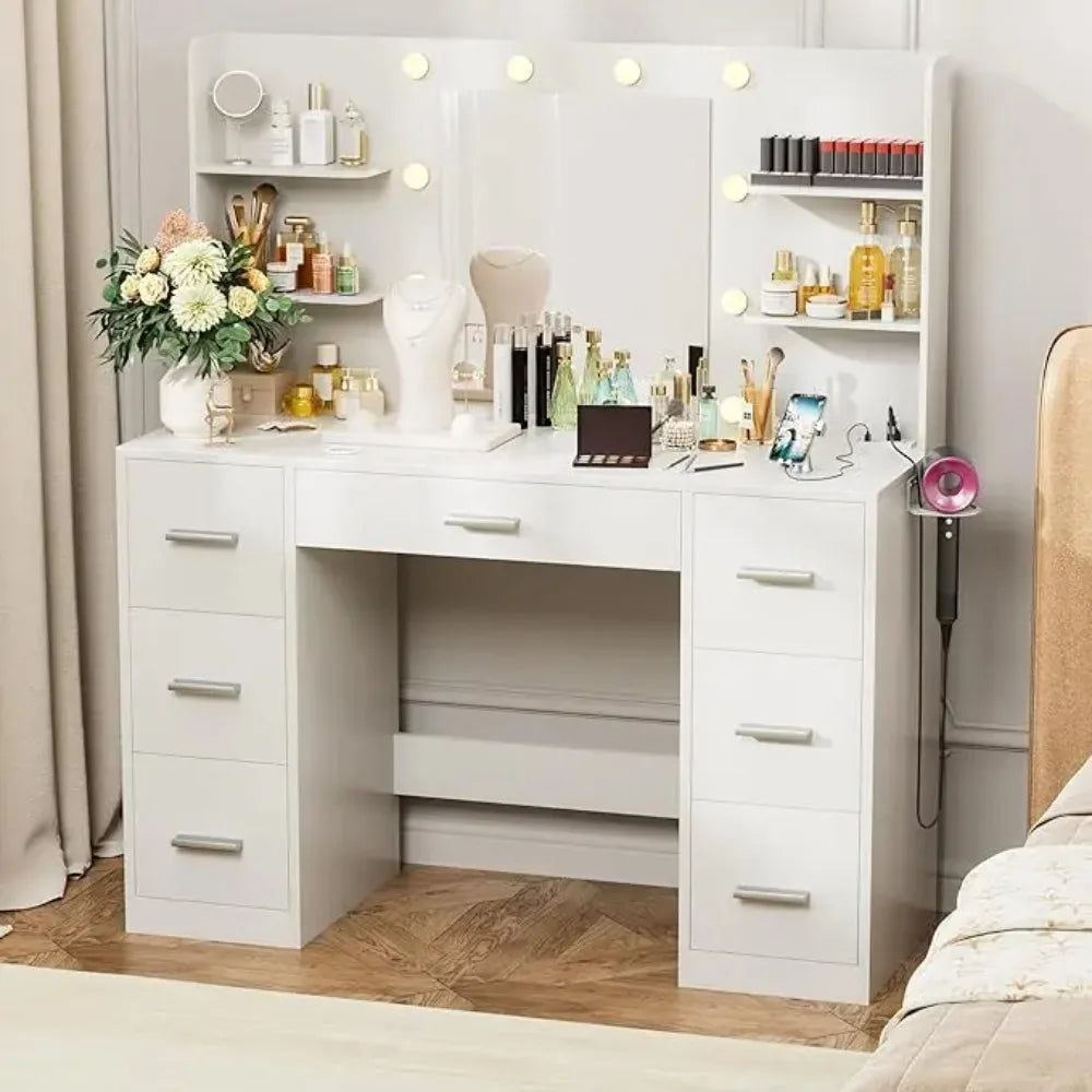Vanity Desk with LED Lighted Mirror&Power Outlet 3 Model Lights Makeup Table with Drawers Vanity Table Set for Women Girls Vanity Desk with LED Lighted Mirror&Power Outlet 3 Model Lights Makeup Table with Drawers Vanity Table Set for Women Girls 076823-f9.myshopify.com