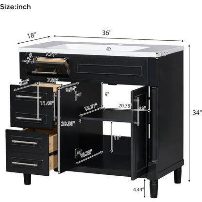 Bathroom Vanity with Sink, Free Standing Single Basin Vanity Set with A Tip-Out Drawer, Cabinet with  Basin for Bathroom - Home Fusion