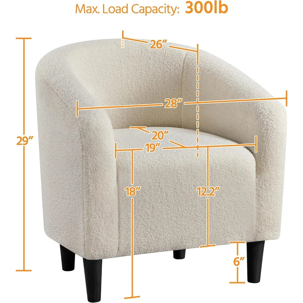 Living Room Chair Set of 2 with Soft Padded Armrest, Furry Accent Chairs, Living Room Chair - Home Fusion