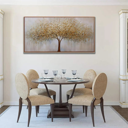 Wall Art Gold Abstract Tree of Life Framed Modern Artwork Canvas Painting Textured Tree Pictures Wall Decor Home Decor Wall - Home Fusion
