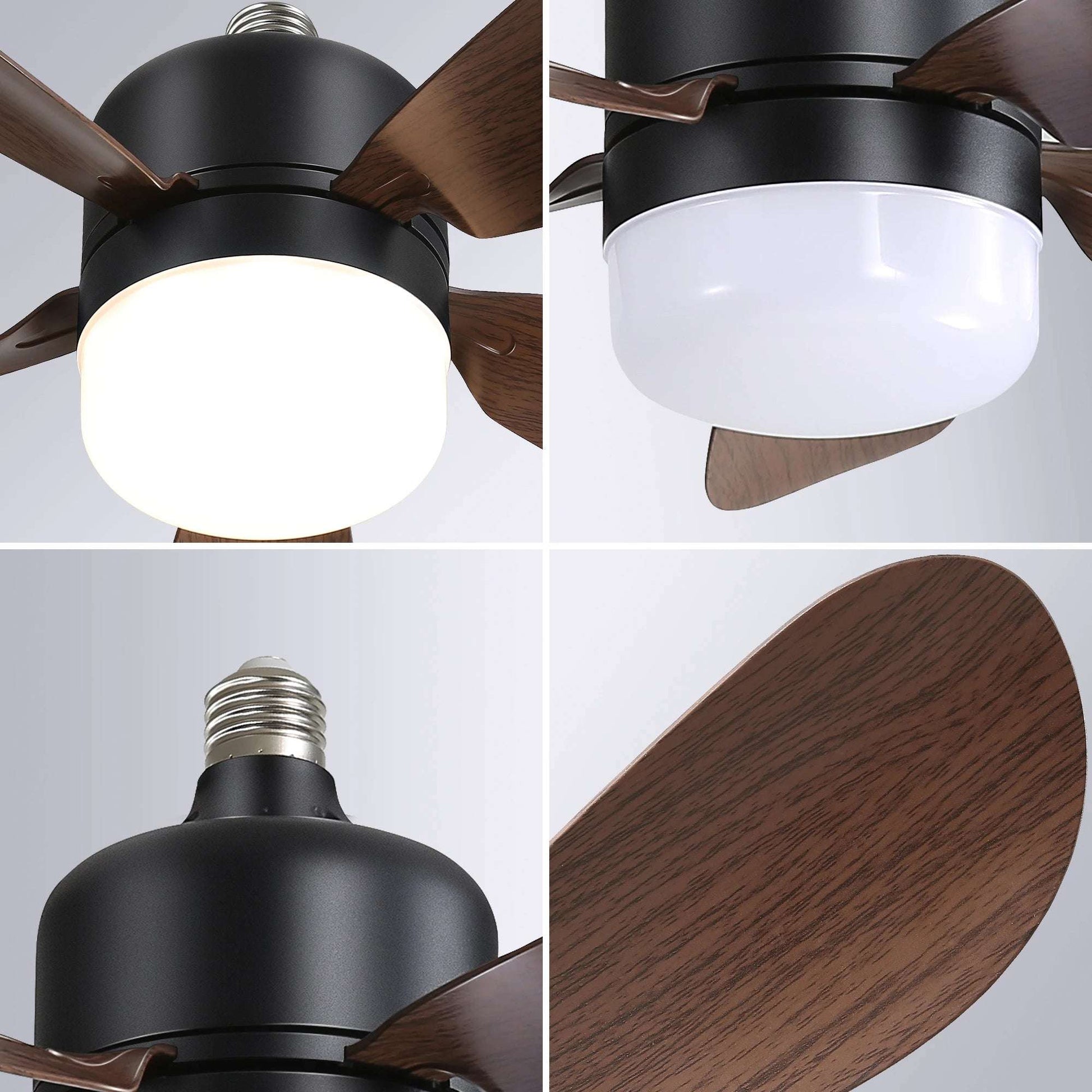 Modern 16-Inch Ceiling Fan With LED DC Enclosed E27 Socket Ceiling Fan Light Remote Control - Home Fusion