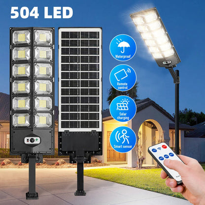 504 LED Powerful Solar Lights Outdoor Motion Sensor External Waterproof Street Light Home Fusion