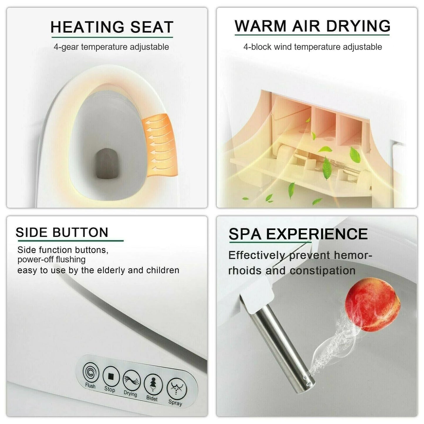 Smart Toilet with AUTO Open/Close Lid,with Built In Bidet, One Piece Heated Bidet Toilet Seat with AUTO Flush, Tankless Toilet - Home Fusion