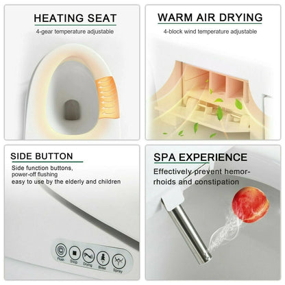 Smart Toilet with AUTO Open/Close Lid,with Built In Bidet, One Piece Heated Bidet Toilet Seat with AUTO Flush, Tankless Toilet - Home Fusion