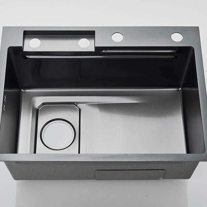 304 5 Water Discharge Modes Stainless Steel Waterfall Kitchen Sink Large Single Slot Integrated Digital Display Faucet Set Home Fusion