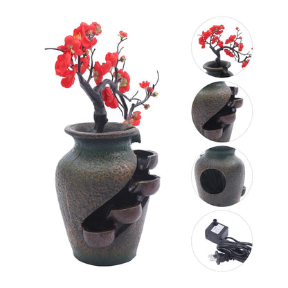 15.7" Vase Craft Indoor Tabletop Fountain, Desktop Flowing Water Waterfall for Company Home Room Flower Vase Decorations - Home Fusion