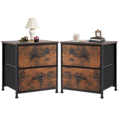 JHK Nightstand with 2 Fabric Drawers – Bedside Table & Storage Cabinet - Home Fusion