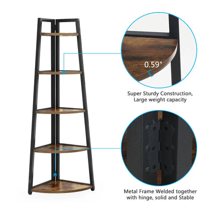 Tribesigns Bookcase Corner Book Shelf Rack Wood Bookshelf Storage Shelves - Home Fusion