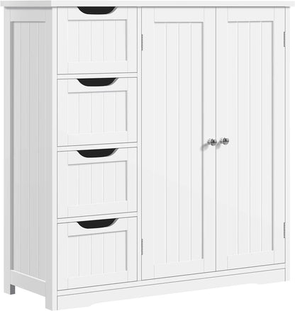 Bathroom Cabinet  Wooden bathroom cabinet with 4 drawers and double doors, bathroom furniture and home decoration, white 076823-f9.myshopify.com
