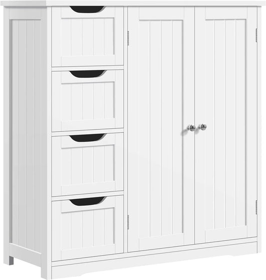 Bathroom Cabinet  Wooden bathroom cabinet with 4 drawers and double doors, bathroom furniture and home decoration, white 076823-f9.myshopify.com