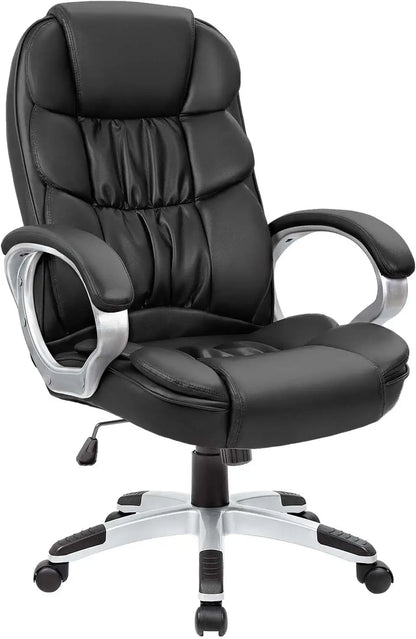 Office Chair High Back Computer Desk Chair, PU Leather Adjustable Height Modern Executive Swivel Task Chair with Padded - Home Fusion
