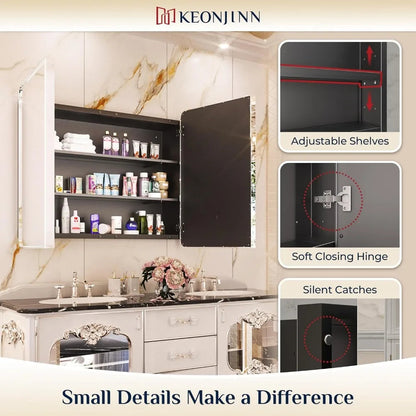 48 x 32 Inch Chrome Medicine Cabinets for Bathroom with Mirror Adjustable Shelves 3 Doors Stainless Steel Frame Soft Home Fusion 48 x 32 Inch Chrome Medicine Cabinets for Bathroom with Mirror Adjustable Shelves 3 Doors Stainless Steel Frame Soft 076823-f9.myshopify.com