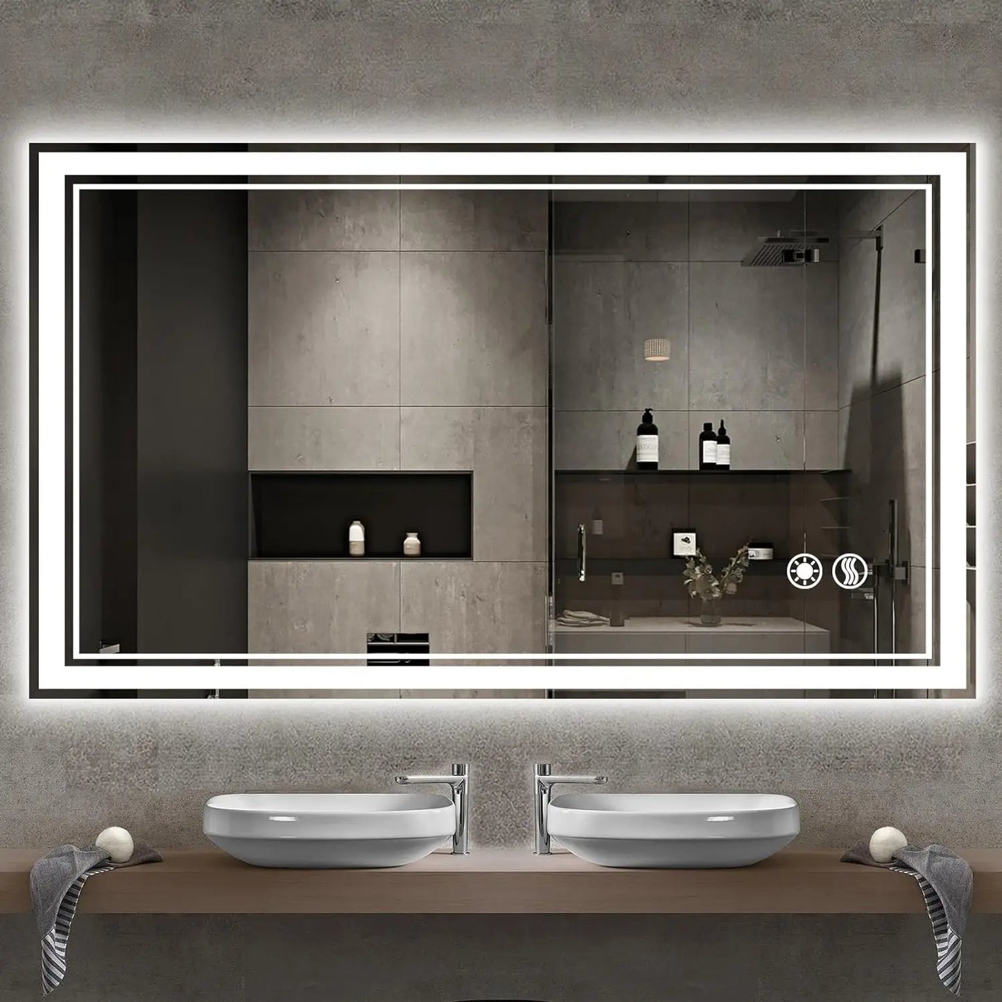 44375243292843 LED Mirror for Bathroom  with LED Lights Anti-Fog Dimmable 3 Colors Front and Backlit Lights LED Bathroom 076823-f9.myshopify.com