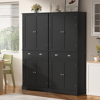 71" H Freestanding Cupboard with 2 Storage Cabinet, 1 Drawer and 4 Adjustable Shelves,Large Tall Pantry Cupboard for Dining Room - Home Fusion