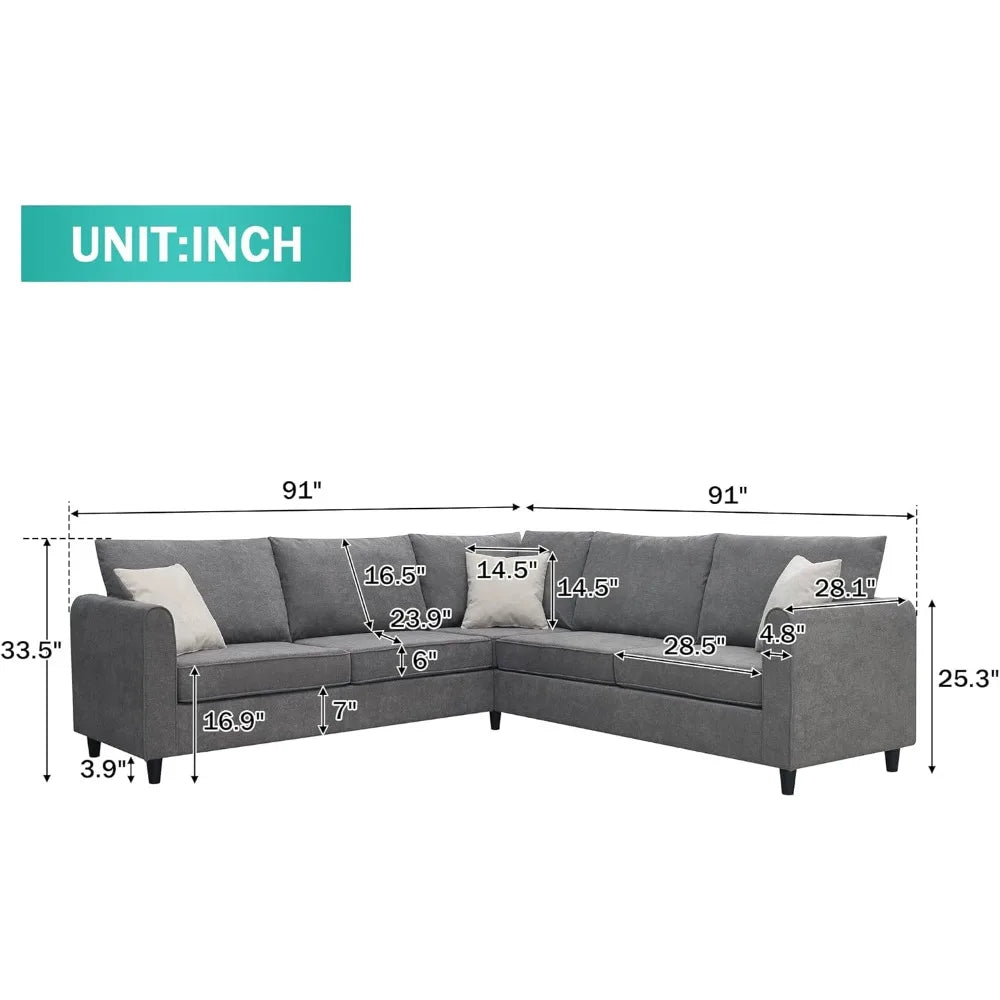 L-Shaped Sectional Sofa Couch with 3 Pillows, Modern Upholstered Living Room Furniture Sets for Apartment Office Dorm, Grey Home Fusion L-Shaped Sectional Sofa Couch with 3 Pillows, Modern Upholstered Living Room Furniture Sets for Apartment Office Dorm, Grey 076823-f9.myshopify.com