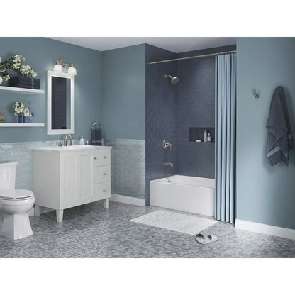Bathtub, 60-inch X 30-inch, Niche Tub with Integral Stopper, Integral Flange and Left Side Drain, Freestanding Tub Home Fusion