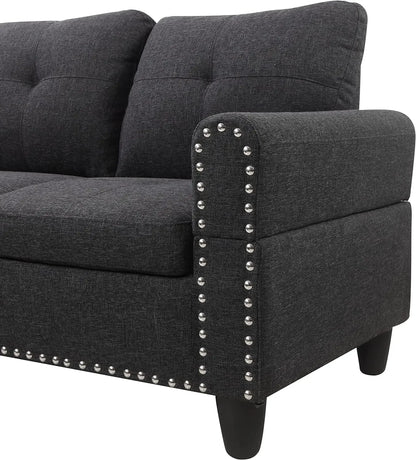 Sectional Sofa with Ottoman Living Room Furniture Set Left Facing Chaise, 2 Cup HoldersComfy Upholstered Sofa&Couch Corner
