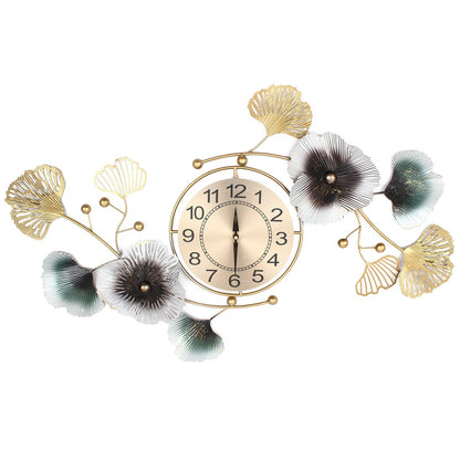 Wall Clock Modern Ginkgo Biloba Wall Clock Mute Large Wall Clock Home Living Room Decoration 90x45cm Home Fusion