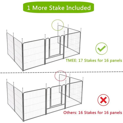 16 Panels 36ft×40in Decorative Garden Metal Fence with 2 Gates Outdoor Landscape Animal Barrier Dog Pet Fencing for Patio Yard Home Fusion