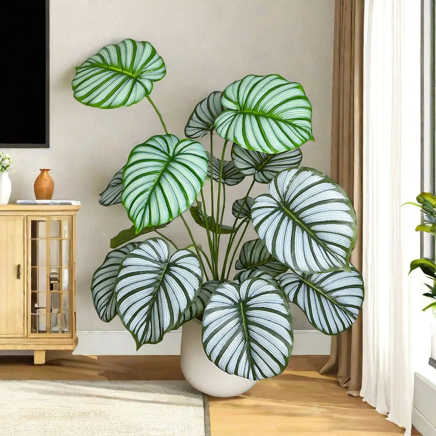 100CM Monstera Plant Plastic Leaf Fake Plant Potted Ornamental Indoor Artificial Plant With Black Pot For Home Decor Office - Home Fusion