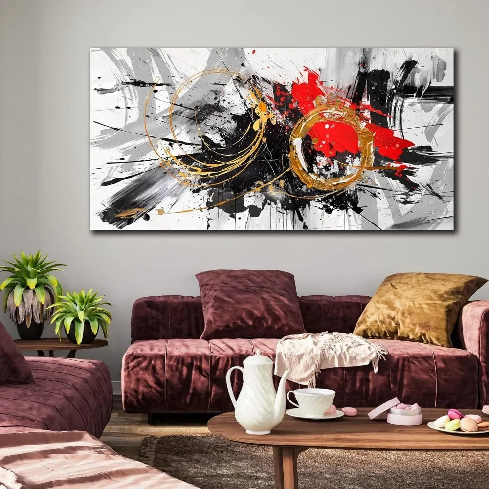 Decorative Paintings Large Abstract Art Wall  Black and White Canvas Wall Art Decorative Pictures for Living Room Home Decor - Home Fusion