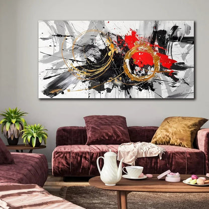 Decorative Paintings Large Abstract Art Wall  Black and White Canvas Wall Art Decorative Pictures for Living Room Home Decor - Home Fusion
