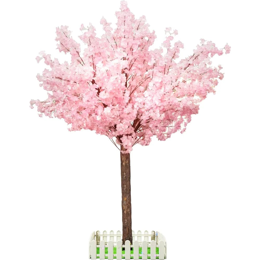 Artificial Cherry Trees Indoor Decor: Handmade Natural Fake Cherry Blossom Pink Tree Outdoor for Party Wedding Christmas (7 ft) - Home Fusion