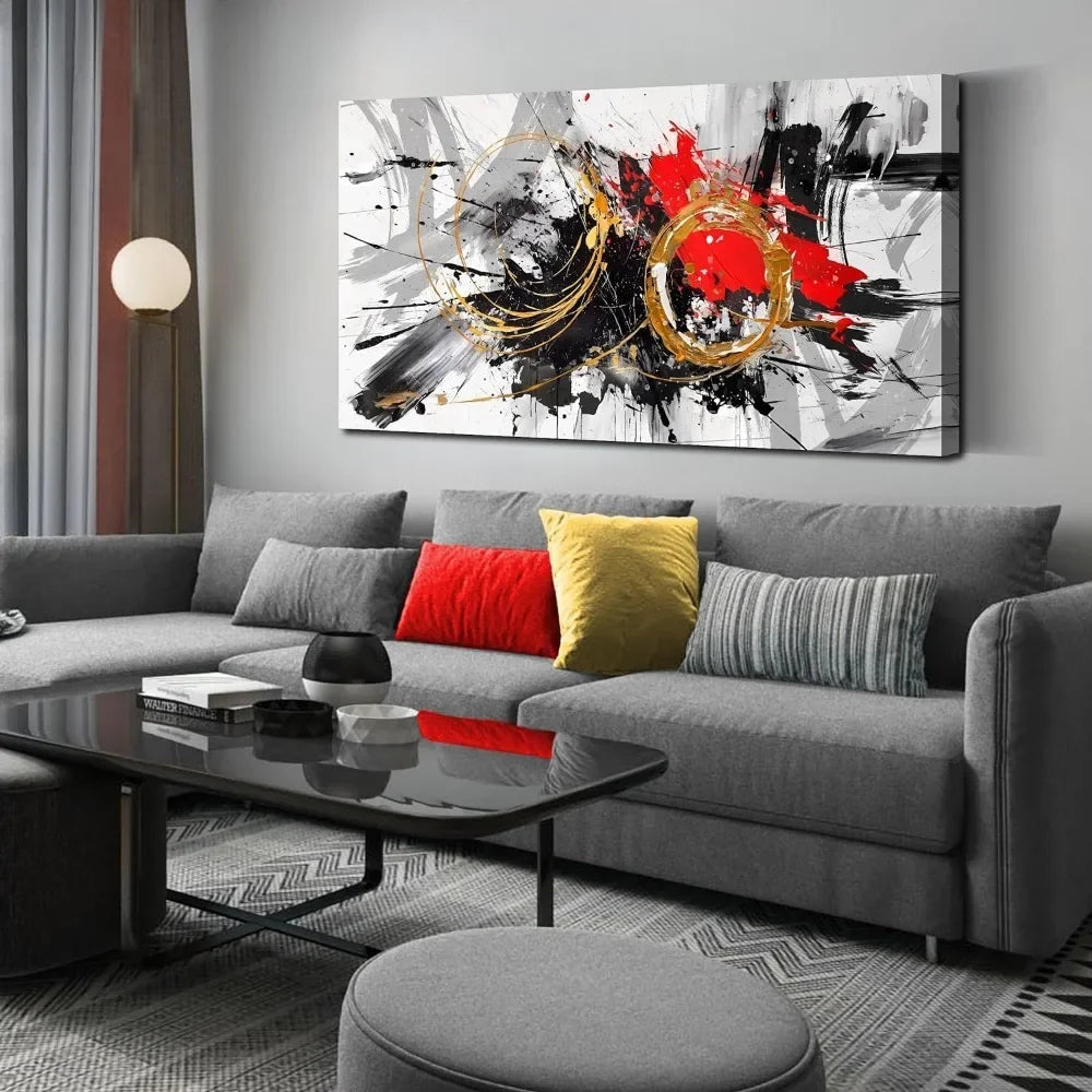 Decorative Paintings Large Abstract Art Wall  Black and White Canvas Wall Art Decorative Pictures for Living Room Home Decor - Home Fusion