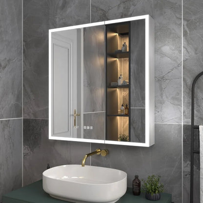 Lighted Medicine Cabinet 30x32 Inch,Recessed or Surface led Medicine Cabinet, Clock&Room Temp Display,Defog,Stepless Dimming Lighted Medicine Cabinet 30x32 Inch,Recessed or Surface led Medicine Cabinet, Clock&Room Temp Display,Defog,Stepless Dimming 076823-f9.myshopify.com