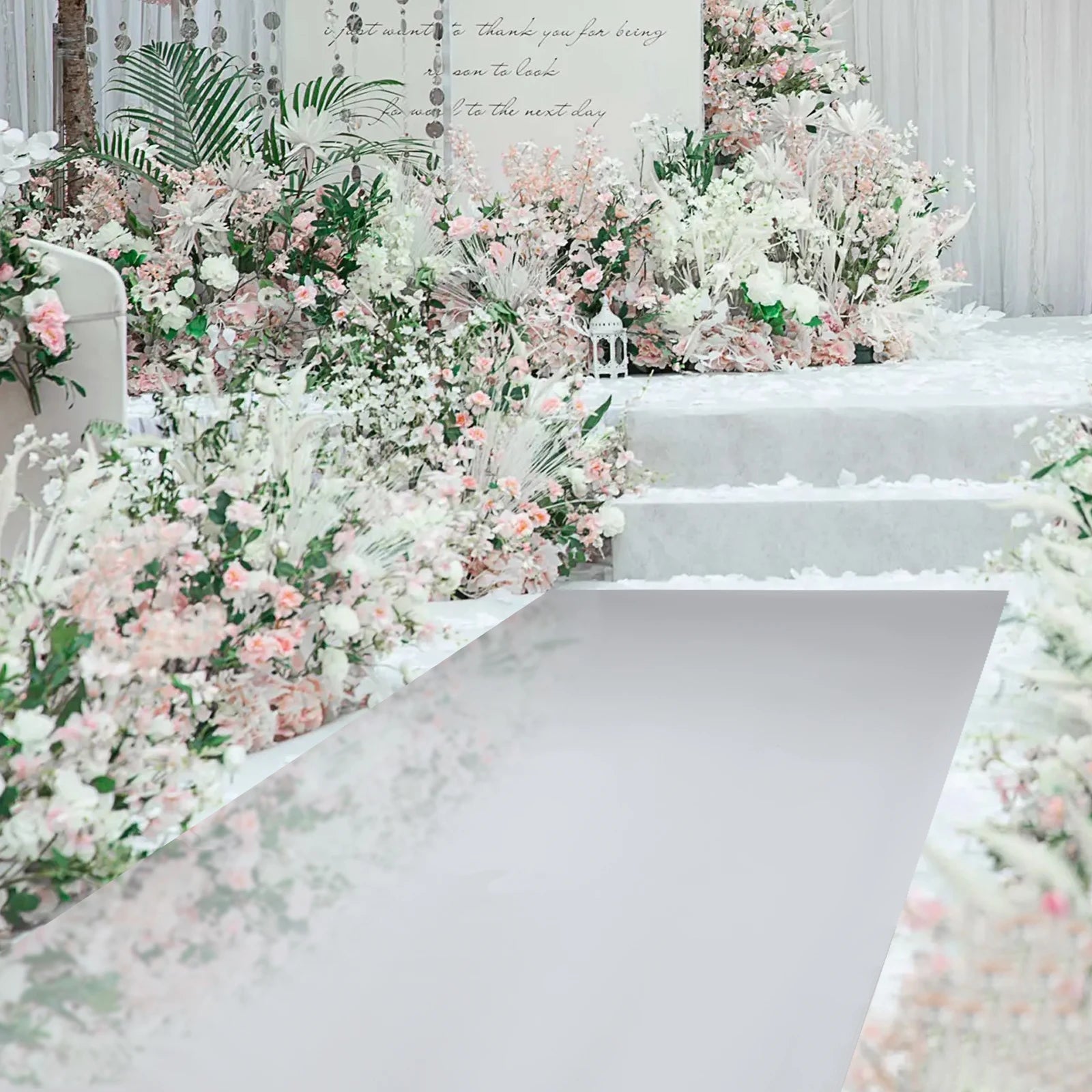 Double Sided Silver Mirror Aisle Runner Decorative Carpet Runner Rug for Indoor Outdoor Wedding Ceremony Graduation Party - Home Fusion