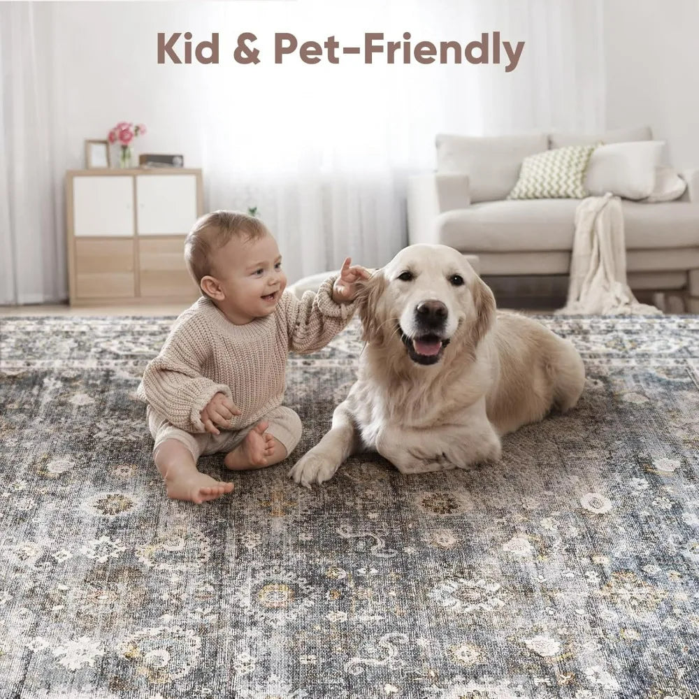 8x10 Rug, Washable Boho Rug Non-Slip Non-Shedding Faux Wool Vintage Rug for Living Room, Dining Room, Kids Playroom, Carpet Home Fusion 8x10 Rug, Washable Boho Rug Non-Slip Non-Shedding Faux Wool Vintage Rug for Living Room, Dining Room, Kids Playroom, Carpet 076823-f9.myshopify.com