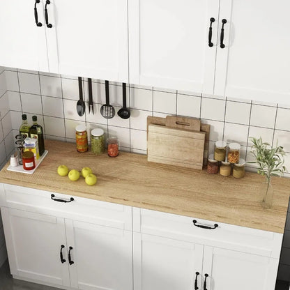 Wall-Mounted Kitchen Pantry with Countertop, with Drawers & Doors, Sufficient Storage, Thickened MDF Board, Kitchen Cabinets - Home Fusion