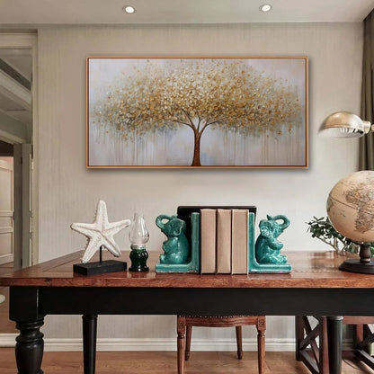 Wall Art Gold Abstract Tree of Life Framed Modern Artwork Canvas Painting Textured Tree Pictures Wall Decor Home Decor Wall - Home Fusion