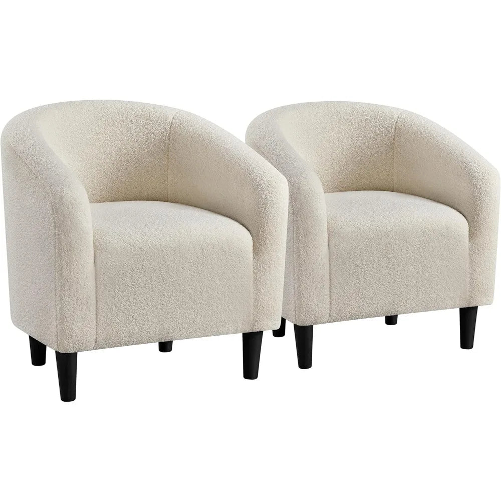 Living Room Chair Set of 2 with Soft Padded Armrest, Furry Accent Chairs, Living Room Chair - Home Fusion