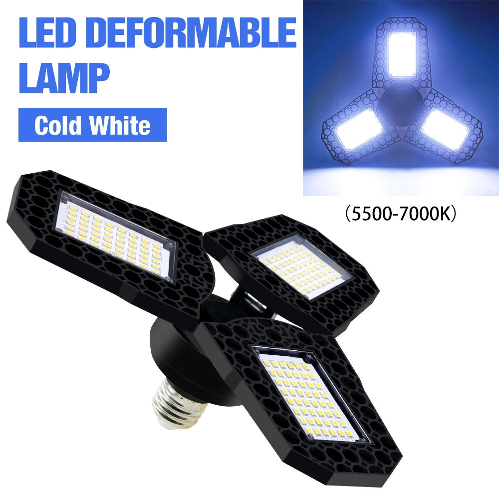 LED Garage Lamp E27 Spotlight Deformable Ceiling Lights 220V LED Chandeliers For Industrial Warehouse Lighting High Bay Lamps - Home Fusion