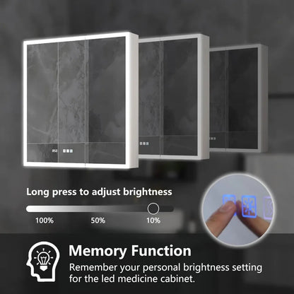 Lighted Medicine Cabinet 30x32 Inch,Recessed or Surface led Medicine Cabinet, Clock&Room Temp Display,Defog,Stepless Dimming Home Fusion Lighted Medicine Cabinet 30x32 Inch,Recessed or Surface led Medicine Cabinet, Clock&Room Temp Display,Defog,Stepless Dimming 076823-f9.myshopify.com