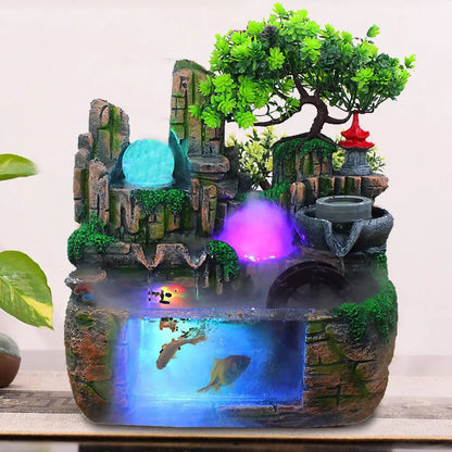 Desktop Fountain Waterfall Resin Fountain Decoration Home Office Decoration - Home Fusion